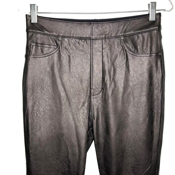 Spanx Brown Faux Leather Ankle Skinny Jeans Pants Stretch - Picture 2 of 8